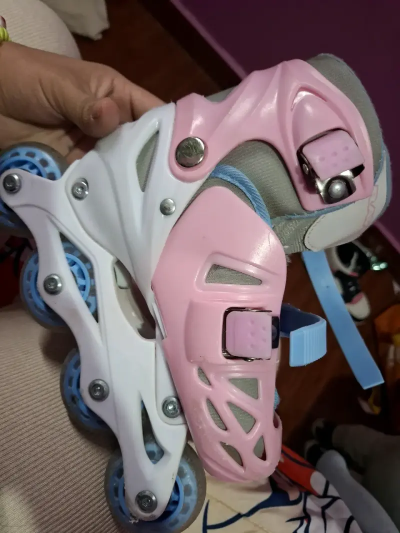 Patines en línea para niños color rosa y azul - 3