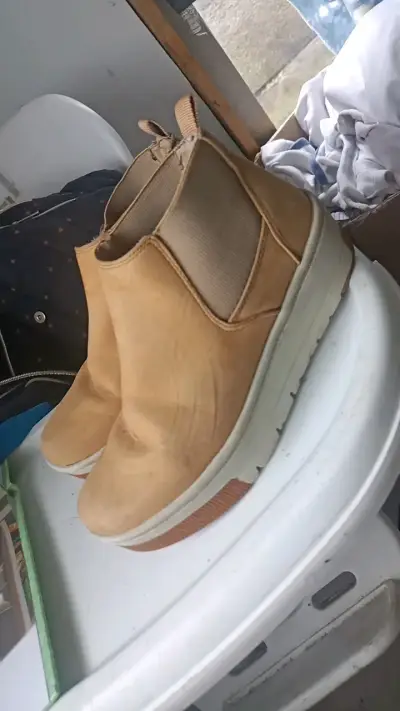 Botines de cuero beige CAT para hombre - miniatura 4
