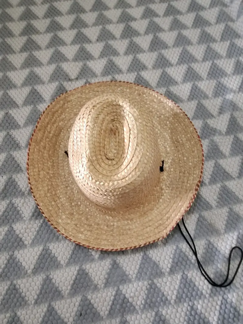 Sombrero de paja estilo vaquero con cordón