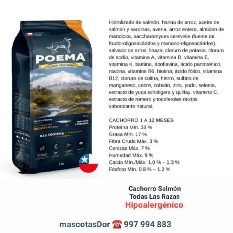 Alimento Super Premium Poema Cachorro Salmón 12kg - 2