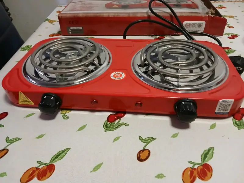 Cocina eléctrica doble portátil roja