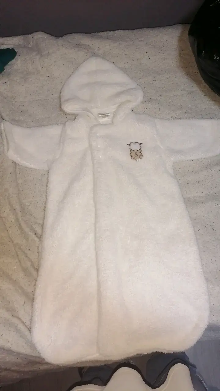 Saco de dormir para bebé blanco con capucha - 1
