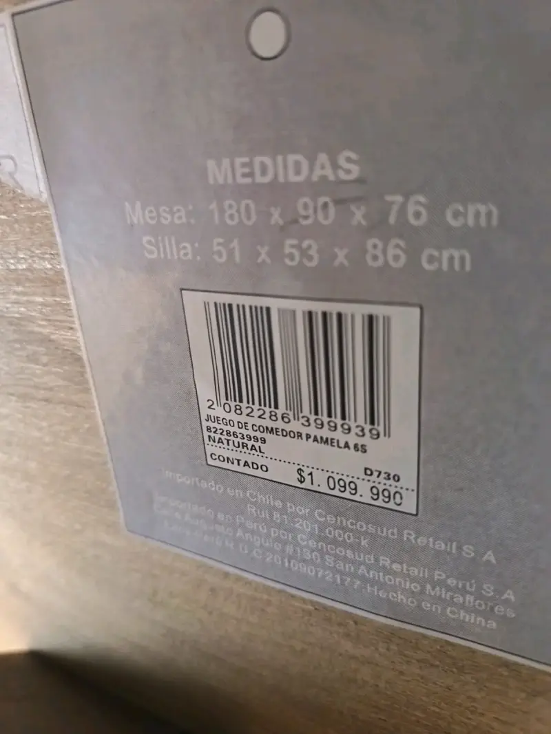 Juego de comedor de madera 6 sillas - 4