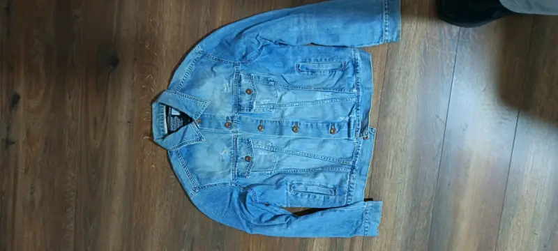 Chaqueta de mezclilla azul para hombre - 4