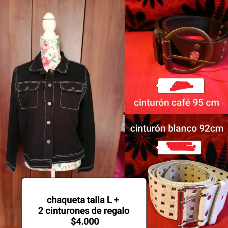 Chaqueta negra talla L con cinturones de regalo