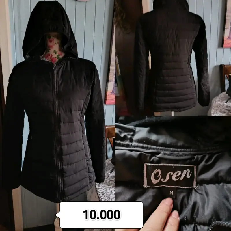 Chaqueta acolchada negra Osen con capucha