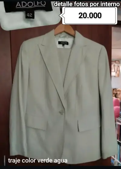 Traje verde agua Adolfo talla 42 - miniatura 1