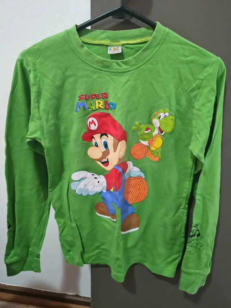 Polera manga larga Super Mario verde para niños - 1