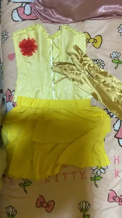 Disfraz de princesa bella  con corset y guantes - miniatura 1
