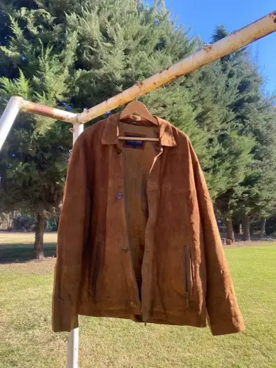 Chaqueta de gamuza marrón para hombre - miniatura 2