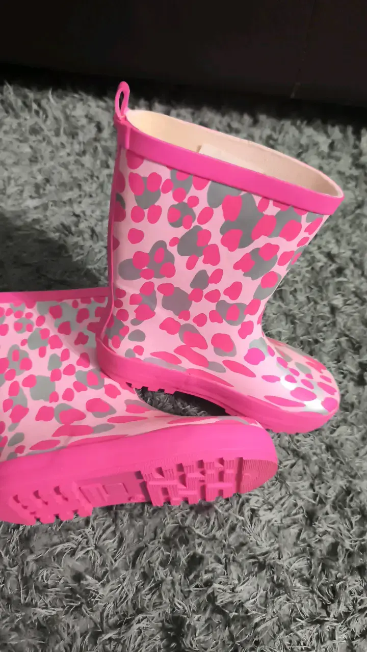 Botas de lluvia infantiles rosadas con estampado - 3