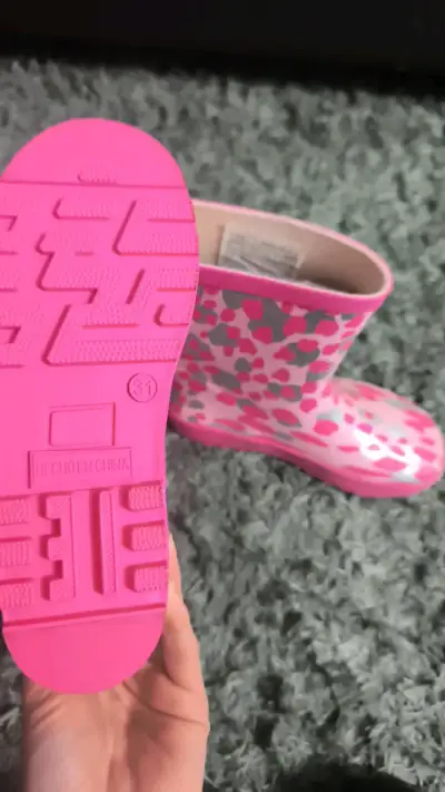 Botas de lluvia infantiles rosadas con estampado - miniatura 4