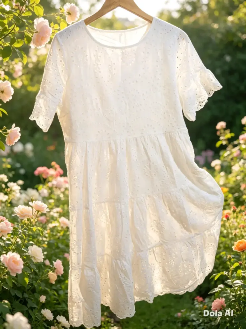 Vestido blanco de encaje para mujer - 2