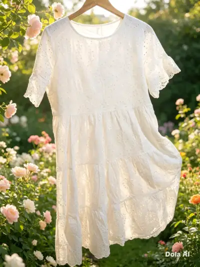 Vestido blanco de encaje para mujer - miniatura 2