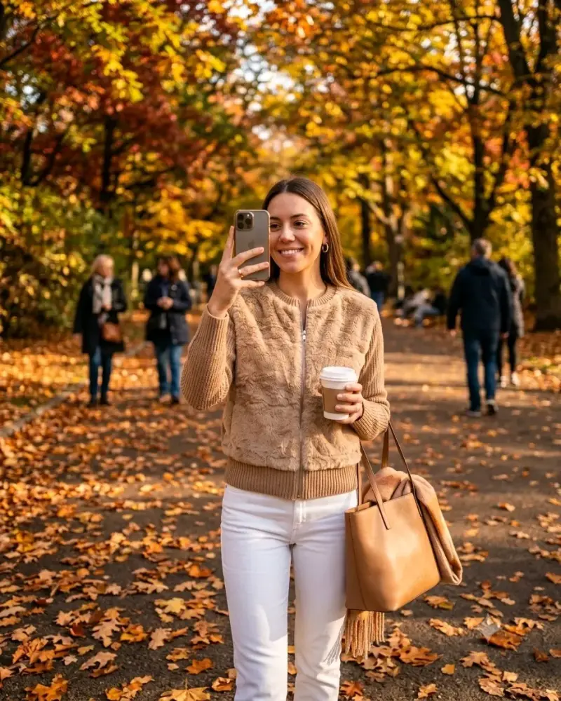 Chaqueta de mujer beige con textura suave
