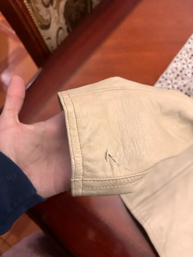 Chaqueta de cuero beige para mujer - 3