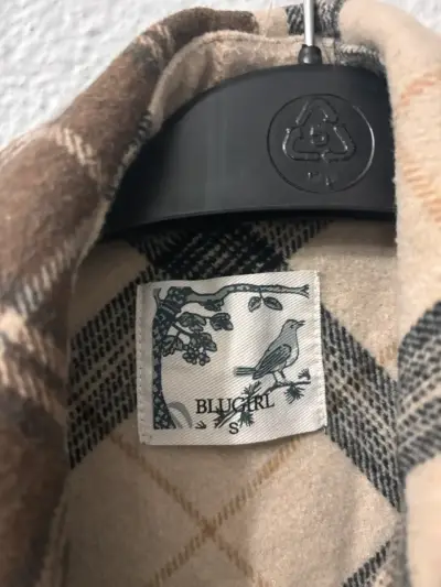 Chaqueta de lana a cuadros marrón y beige - miniatura 2