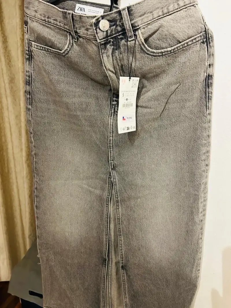 Falda denim gris Zara talla S - 2