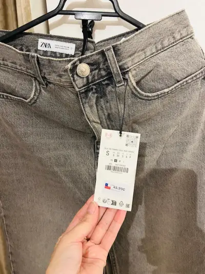 Falda denim gris Zara talla S - miniatura 3