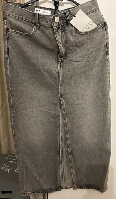 Falda denim gris Zara talla S - miniatura 4