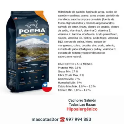 Alimento Super Premium Poema Cachorro Salmón 3kg - miniatura 2