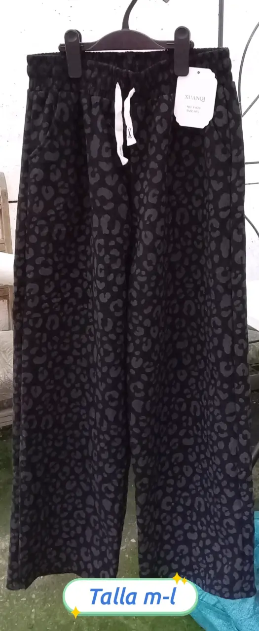 Pantalones anchos estampado leopardo talla M-L