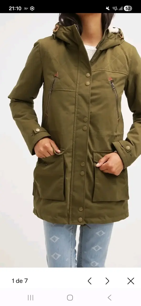 Parka verde con capucha Volcom para mujer - 1