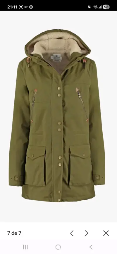 Parka verde con capucha Volcom para mujer - miniatura 2