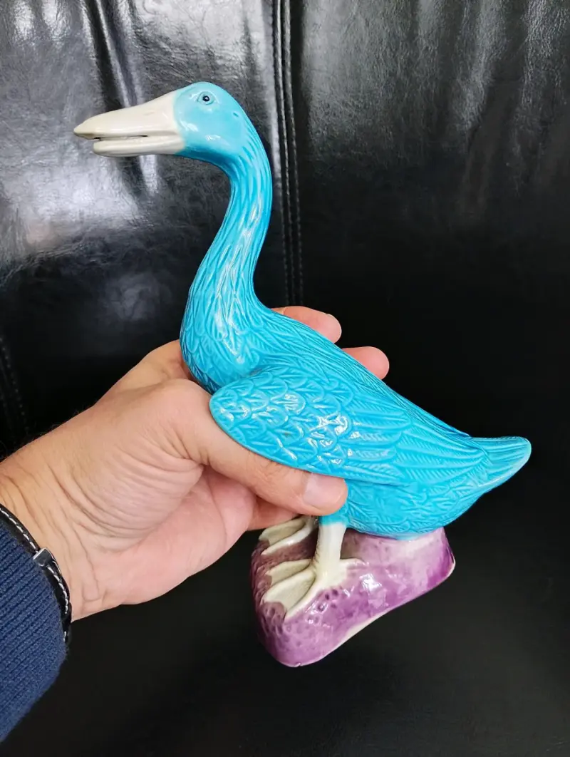 Figuras  de León foo y Pato en Cerámica turquesa - 4