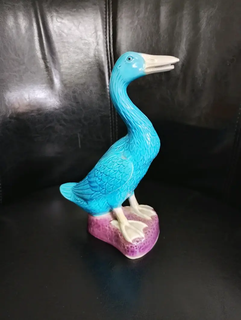 Figuras  de León foo y Pato en Cerámica turquesa - 6