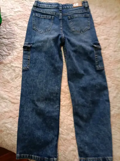 Jeans cargo de mezclilla para niña talla 8 - miniatura 1