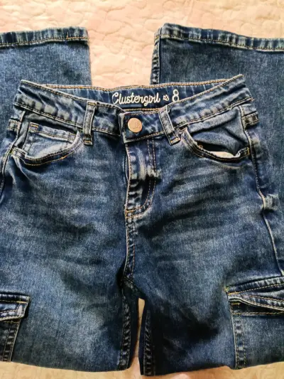 Jeans cargo de mezclilla para niña talla 8 - miniatura 2