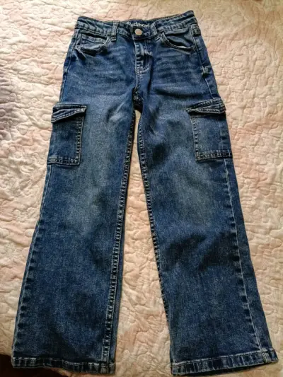 Jeans cargo de mezclilla para niña talla 8 - miniatura 3