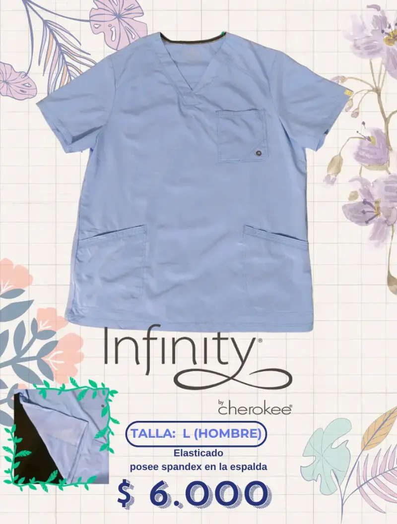 Polera Médica Hombre Infinity Cherokee celeste L