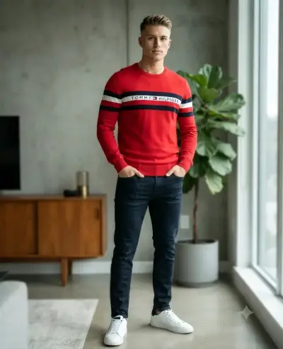 Suéter rojo Tommy Hilfiger para hombre - miniatura 1