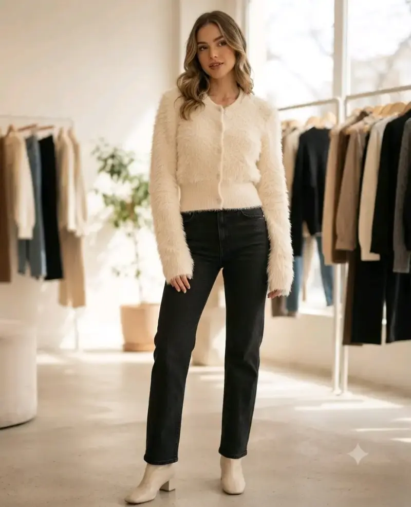 Suéter Zara de mujer peludo beige Zara - 1