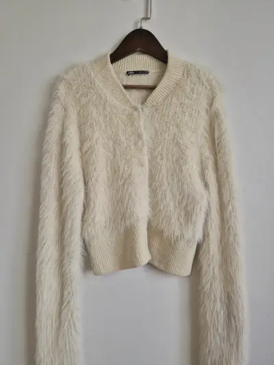 Suéter Zara de mujer peludo beige Zara - miniatura 2