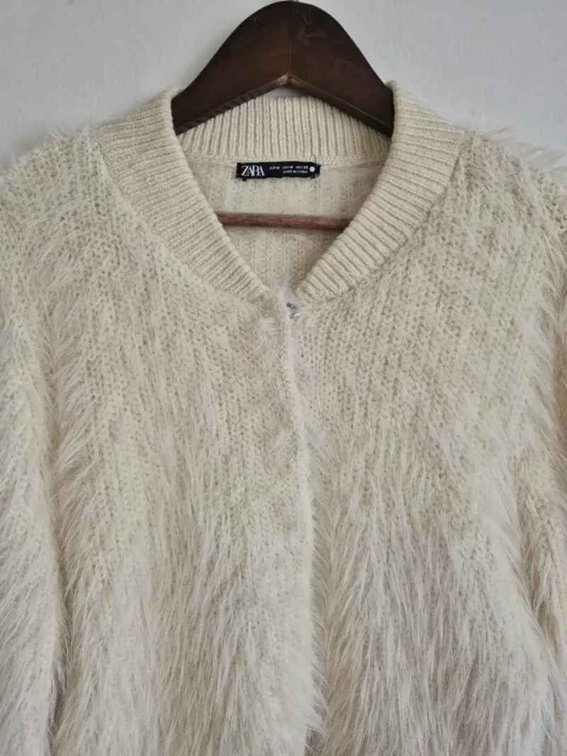 Suéter Zara de mujer peludo beige Zara - 4