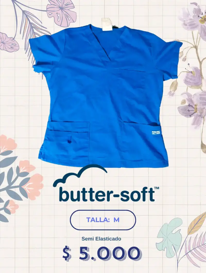 Blusa médica azul rey talla M Butter-Soft