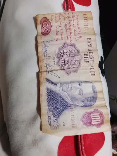 Billete antiguo de 100 pesos chilenos 1984 - miniatura 1