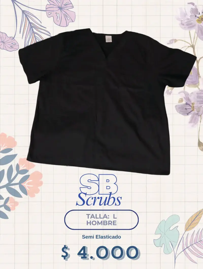 Polera Médica Negra Talla L Hombre