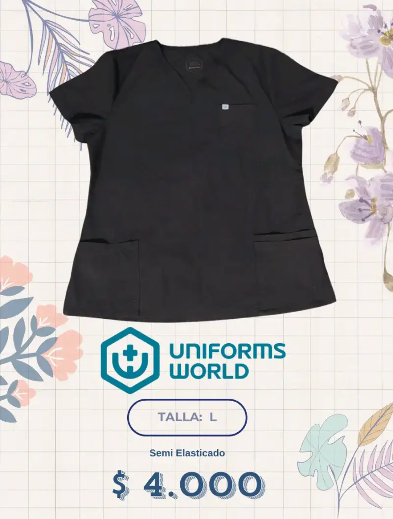 Blusa Médica Negra Talla L Uniforms World