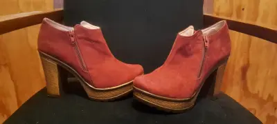 Botines de tacón alto color burdeos - miniatura 2