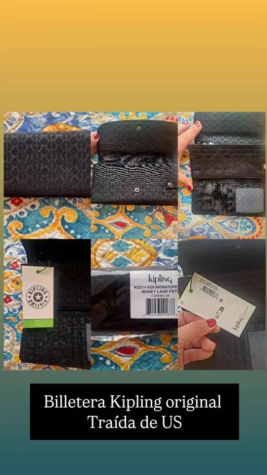 Billetera Kipling original negra importada