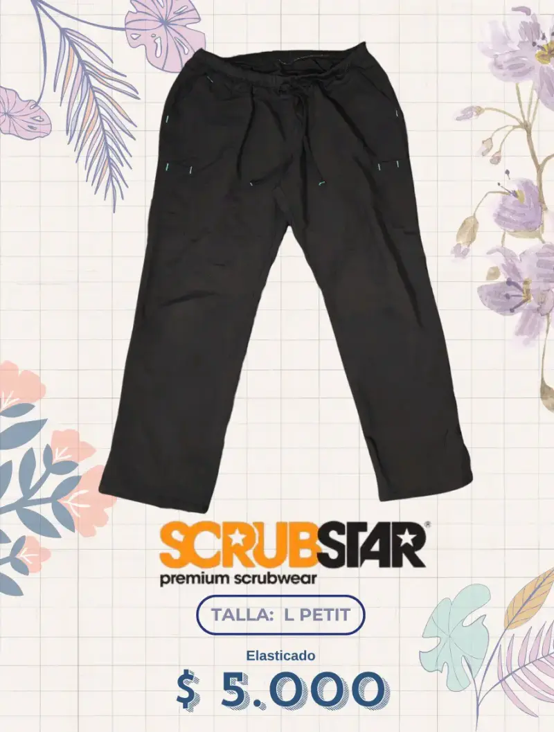Pantalon clínico ScrubStar negro talla L Petit