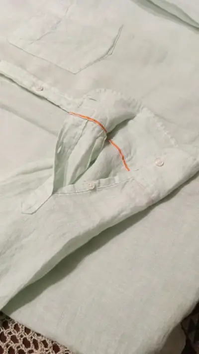 Camisa de lino verde claro RKF para hombre - miniatura 3