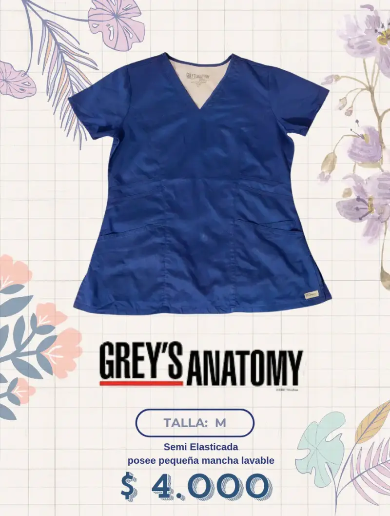 Blusa médica azul marino Grey's Anatomy talla M