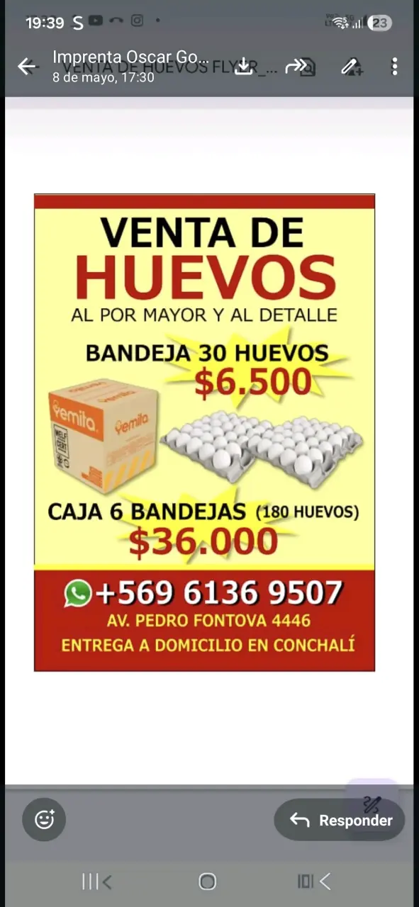 Venta de huevos al por mayor y detalle