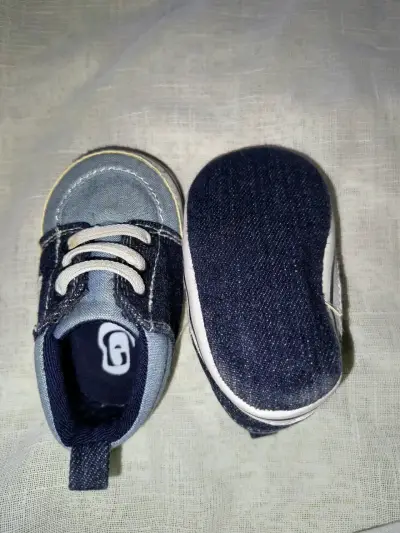 Zapatillas de bebé denim con cordones - miniatura 2