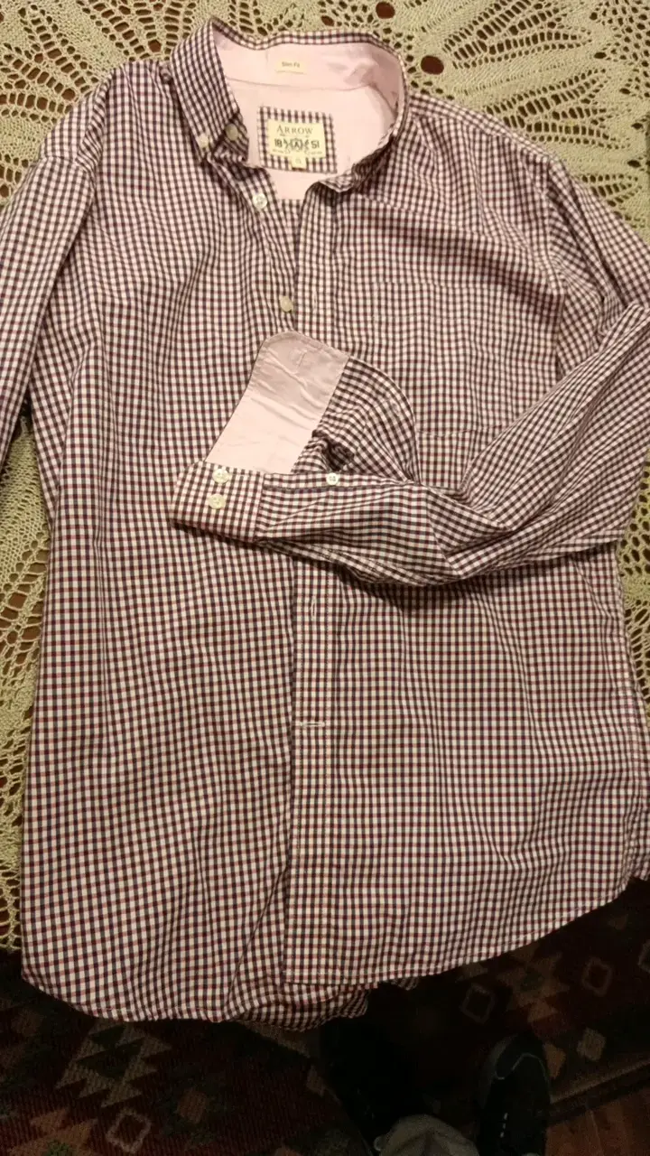 Camisa a cuadros marrón Arrow talla S - 3